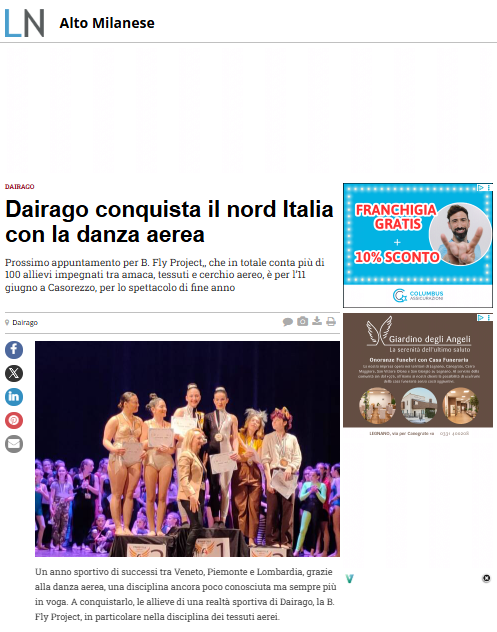 Articolo di Legnano News Dairago conquista il nord Italia con la Danza Aerea
